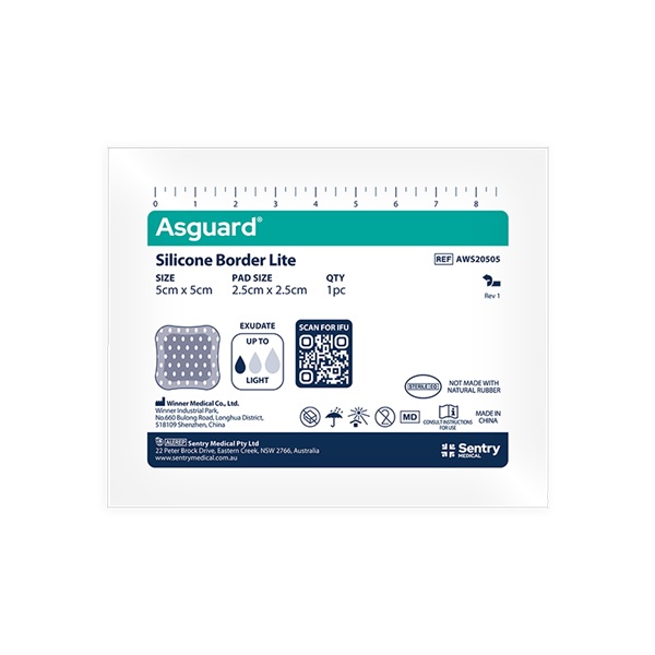 Asguard Silicone Border Lite Sterile 5cm x 5cm Box 10 - Image 2