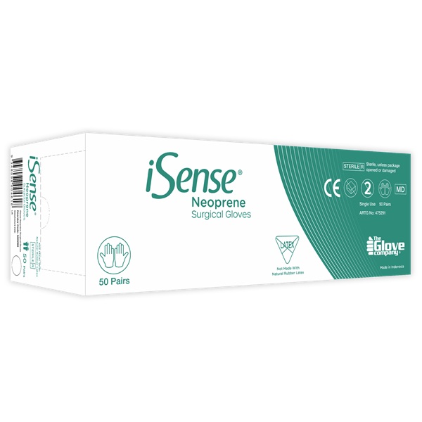iSense Neoprene Sterile Surgical Gloves Size 6.5 Box 50
