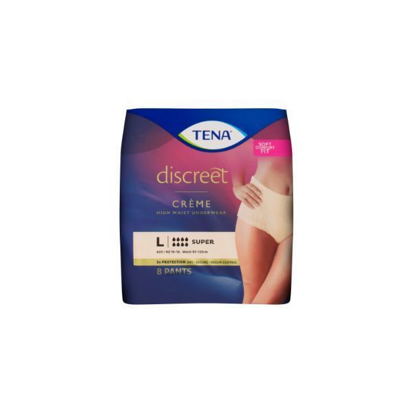 Tena Pants Discreet Crème Large 95-130cm 707ml Pk8 by Tena in Pull_Ups Large