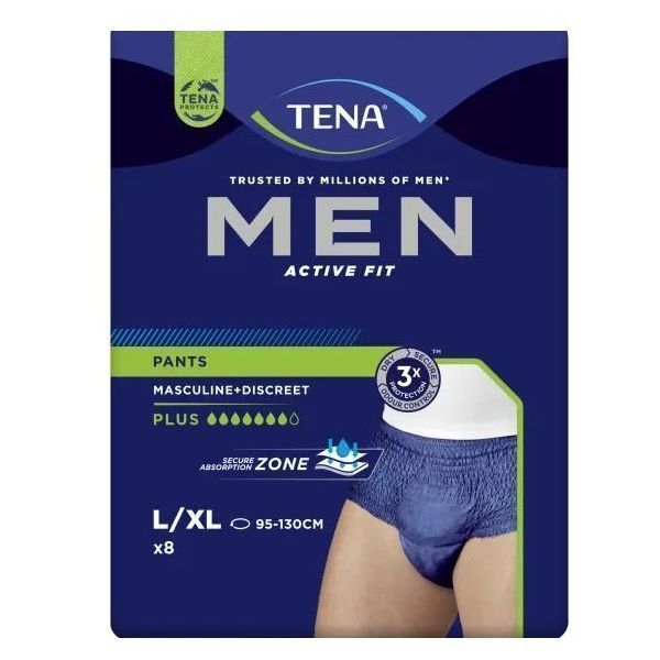 Tena Men Pants Active Fit Plus Large 95-130cm 707ml Pk8 by Tena in Pull_Ups Large