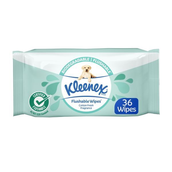 Kleenex Flushable Bath Fragranced Wipes 126x128mm Pack 36 by Kleenex in Skincare Cleansing Wipes