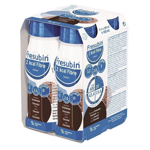 Fresubin 2kcal Fibre Drink Chocolate 200mL Easybottle Pack 4 - Fresubin product image for SEO optimization