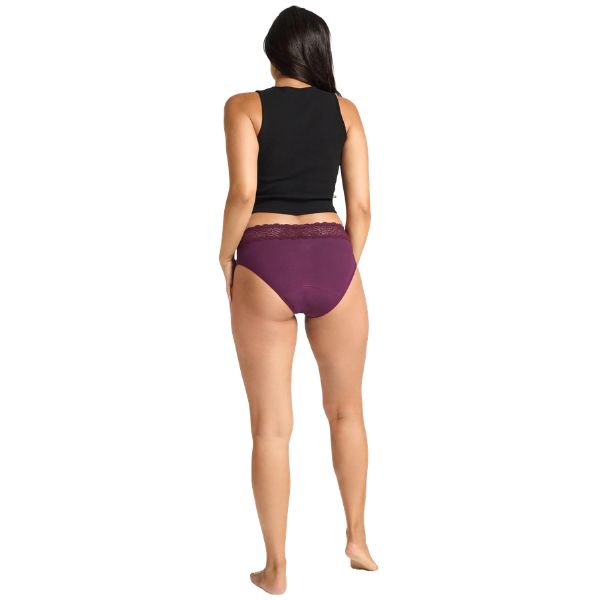 Modibodi Hi Waist Bikini Moderate Raisin Purple Size 8 - Image 2
