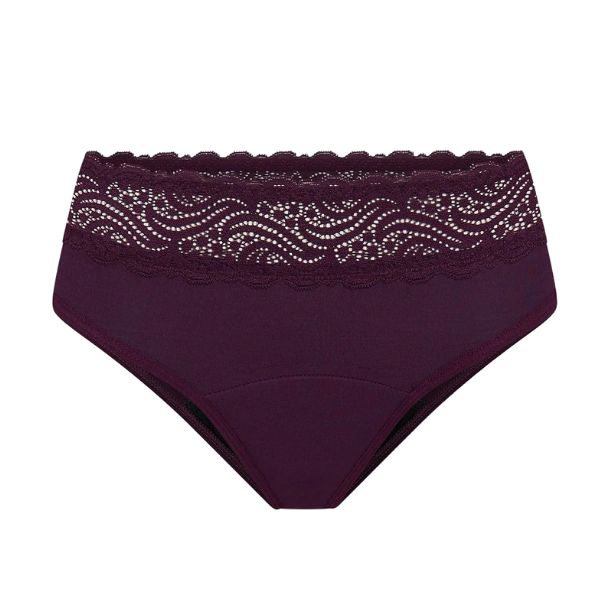 Modibodi Hi Waist Bikini Moderate Raisin Purple Size 8 - Image 3