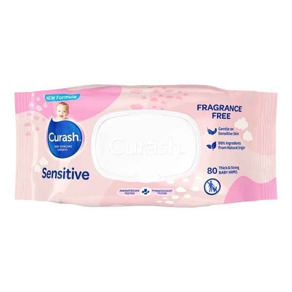 Curash Sensitive Fragrance Free Wipes Pack 80