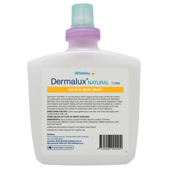 Dermalux Natural Hand Wash 1L by Dermalux in Soaps and Washes
