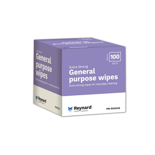 Reynard General Purpose Wipes Extra Strong 33 x 29cm White Pack 100