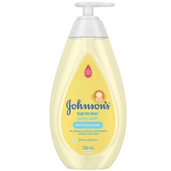 image of a yellow bottle of baby wash