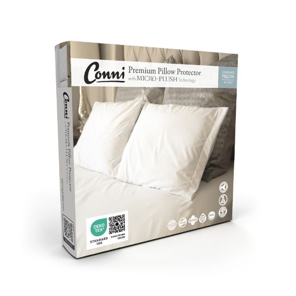 Conni Micro Plush White Pillow Protector With Zip