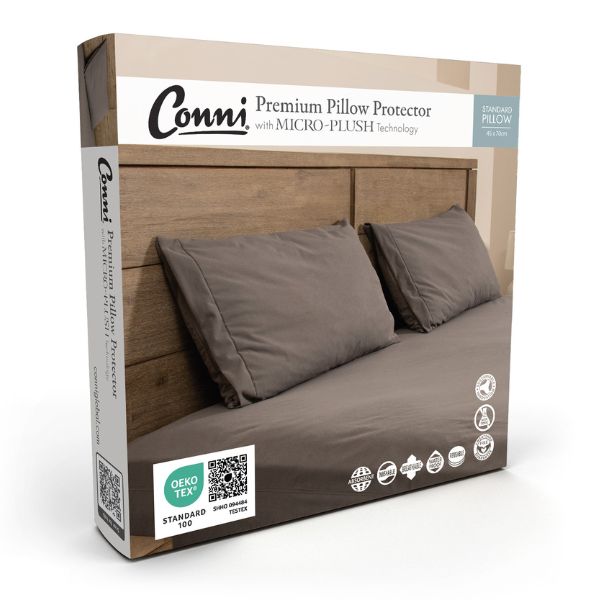 Conni Micro Plush Charcoal Pillow Protector with Zip