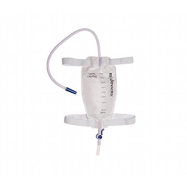 Mdevice Leg Bag 750ML Lever Tap Non Return Valve 50cm Long Tube Box 80 by MDevices in Leg_Bag 750ml
